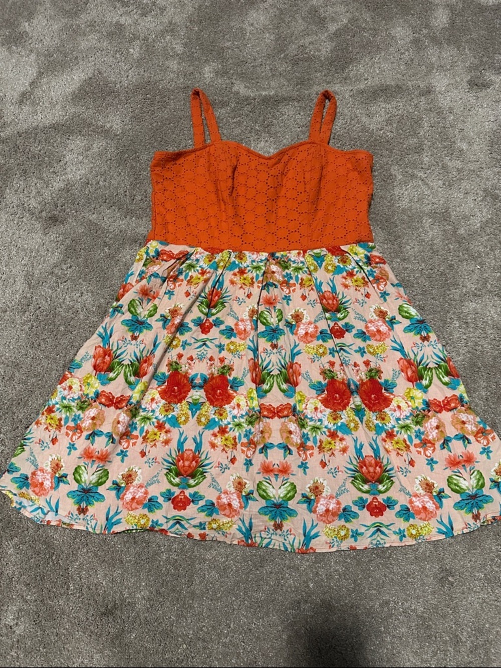 Cato Eyelet Bodice Floral Dress